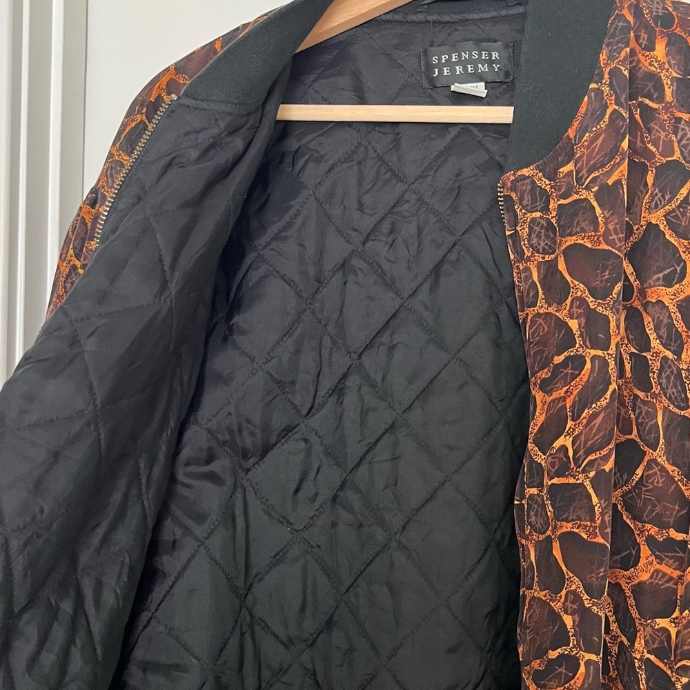 Vintage Spenser Jeremy Women's Silk Bomber Jacket Sz Large Animal Print 90s Y2K - Picture 5 of 6
